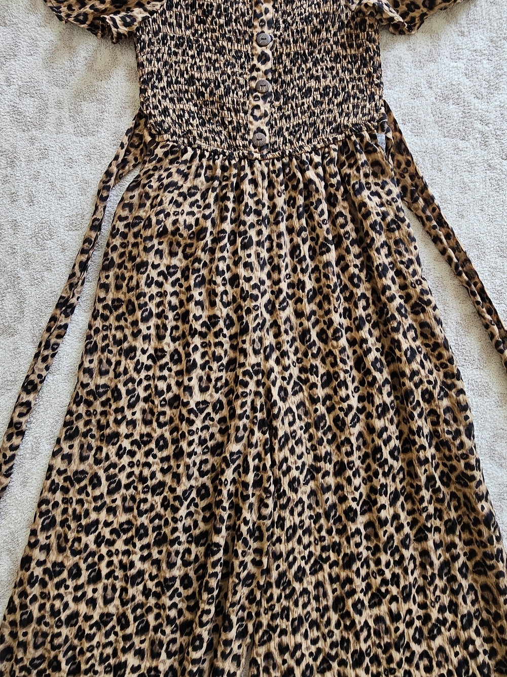 Oddi - Leopard Print Women's Smocked Jumpsuit Romper